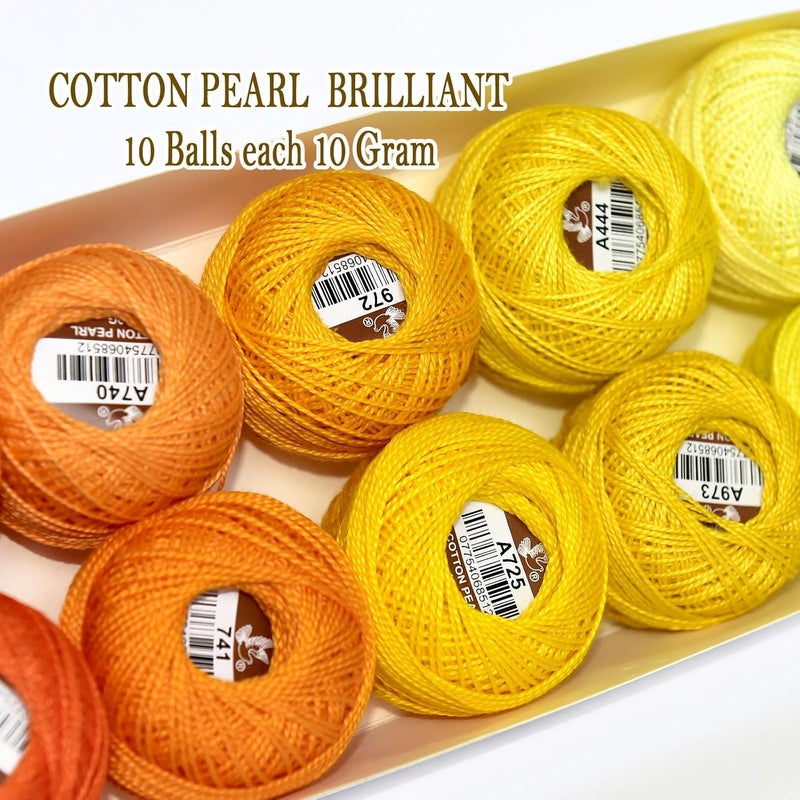colored bird Double Mercerized Egyptian Long Staple Cotton Pearl Thread Ball 10 Grams Rainbow Color Embroidery Thread 10 Colors per Box for Crochet Hardanger Cross Stitch Hand Embroidery,Orange Series - Image 4